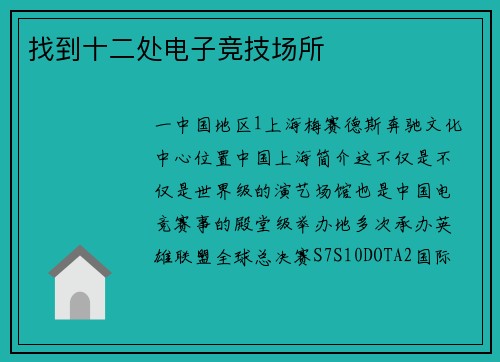 找到十二处电子竞技场所